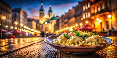 Krakow Barbakan Night Photography: Delicious Polish Food with Light Trails