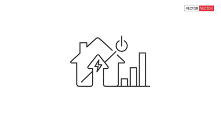 Hand-drawn House Energy Efficiency and Power Growth Icon.