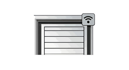 Smart Garage Door Icon with Wireless Connectivity Symbol.