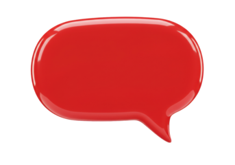 Red speech bubble PNG isolated on transparent background, communication and conversation graphic element for design projects