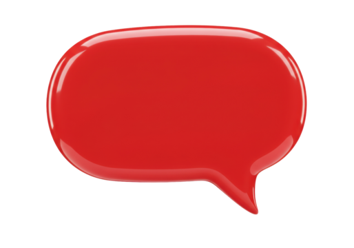 Red speech bubble PNG isolated on transparent background, communication and conversation graphic element for design projects