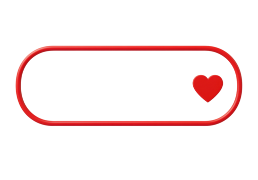 Red rounded rectangle frame with heart isolated PNG, love and romance concept for Valentine s Day and social media