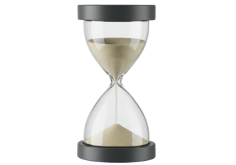 Hourglass with sand isolated PNG on transparent background, time management concept for deadlines and productivity