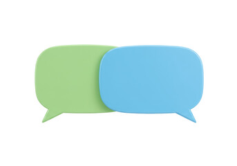 Two overlapping speech bubbles PNG isolated on transparent background, communication and conversation concept for social media and design