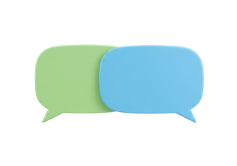 Two overlapping speech bubbles PNG isolated on transparent background, communication and conversation concept for social media and design