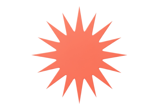 Coral starburst PNG isolated on transparent background, burst shape graphic element for design and decoration use, abstract sun shape - Powered by Adobe