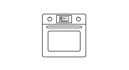 Simple Line Art Illustration of Modern Electric Oven.