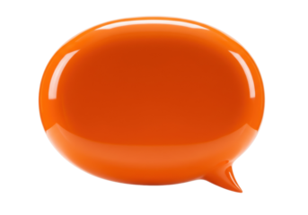 Orange speech bubble PNG isolated on transparent background, communication and social media concept for graphic design and web use