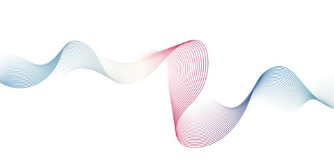 Fototapeta premium Elegant abstract wave background with smooth gradient colors blending from blue to pink on a white backdrop. Minimalist flowing line art design ideal for modern digital, tech, and creative themes.