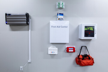 wall with assortment of first aid tools