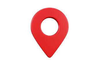 Red map pointer PNG isolated on transparent background, location pin icon for navigation and travel apps