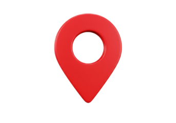 Red map pointer PNG isolated on transparent background, location pin icon for navigation and travel apps