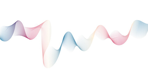 Elegant abstract wave background with smooth gradient colors blending from blue to pink on a white backdrop. Minimalist flowing line art design ideal for modern digital, tech, and creative themes.