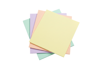 Stack of pastel colored sticky notes isolated PNG on transparent background, memo papers for reminders and organization