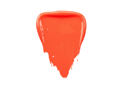 Vibrant coral paint stroke PNG isolated on transparent background, artistic element for graphic design and creative projects