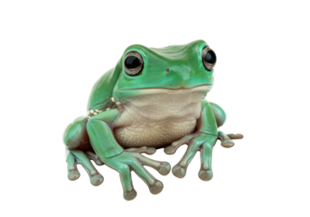 Isolated Green Tree Frog, Amphibian, Sitting, on the Prowl, a Native Australian Animal
