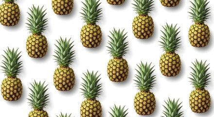 Pineapple Paradise - A Vibrant Tropical Fruit Pattern on White.