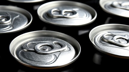 Obraz premium Beverage cans on display industrial setting close-up photography minimalistic environment artistic perspective