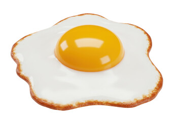 Fried egg PNG isolated on transparent background, sunny-side up breakfast food with golden yolk and cooked egg white, delicious and nutritious meal