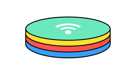 Stacked Network Router with WiFi Symbol, Colorful Layers.