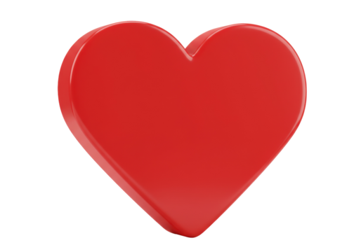 Red heart shape isolated PNG on transparent background, love and romance symbol for Valentine s Day and graphic design