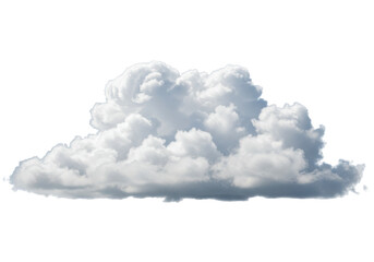 Fluffy cumulus cloud isolated PNG on transparent background, realistic cloudscape element for weather forecast and design projects