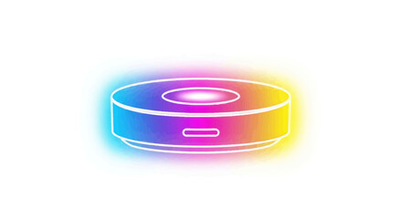 Neon Glowing Smart Speaker Outline with Rainbow Colors.