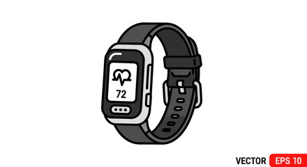 Modern Smartwatch with Heart Rate Monitor Display.