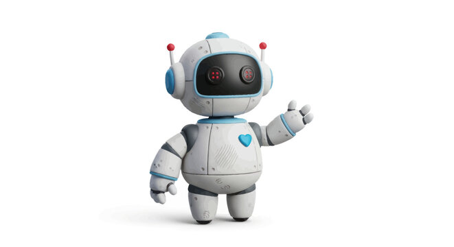 A friendly, cute white robot character with antennas and a digital face giving a thumbs-up gesture.
