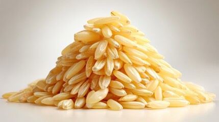 Harvesting golden rice grains agricultural field food photography bright studio setting close-up view nutritional value