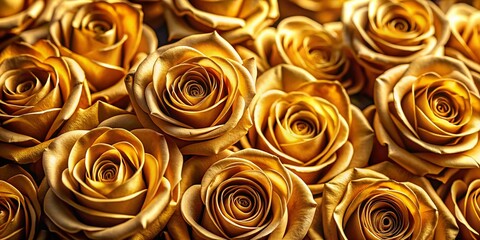 Luxurious Golden Rose Bouquets: Panoramic View of Elegant Floral Arrangements