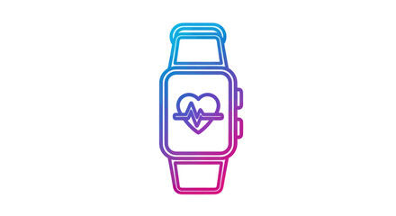 Gradient Smartwatch Icon with Heart Rate Monitor Display.