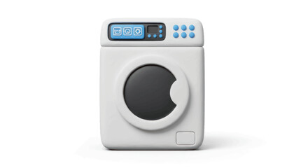 Modern White Washing Machine with Digital Display and Buttons.