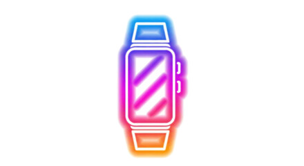 Vibrant Neon Gradient Smartwatch Icon with Digital Display.