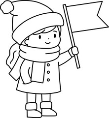 겨울 가이드 여자 흑백