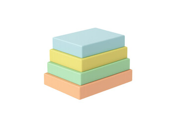 Fototapeta premium Stack of colorful rectangular blocks forming an abstract pyramid, representing progress, growth, and hierarchy on transparent background