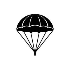 Parachute Icon – Minimal Black and White Skydiving Vector Illustration