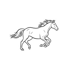 Running Horse Outline Drawing – Wild Galloping Animal Vector Illustration