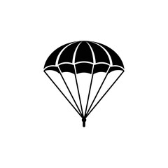 Parachute Icon – Minimal Black and White Skydiving Vector Illustration