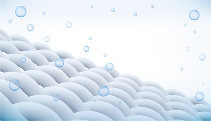 Removing dirt in fabric fiber, germs and stains. Vector realistic white clear and clean clothing or material. Professional detergent or washing solution. Cleanup soap, antibacterial remover