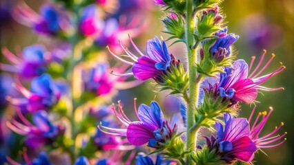 Macro Photography: Young Pink & Purple Echium Vulgare Flowers, Netherlands