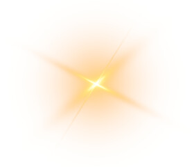 Gold glow star with light glowing effect and transparent sun rays overlay background