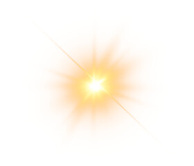 Gold glow star with light glowing effect and transparent sun rays overlay background © David