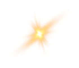 Gold glow star with light glowing effect and transparent sun rays overlay background