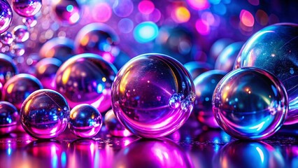 Macro Photography of Vibrant Purple Neon Glass Bubbles - Abstract Background