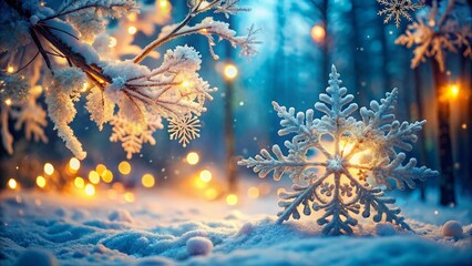 Magical Winter Forest: Snowflakes, Bokeh Lights & Holiday Sparkle