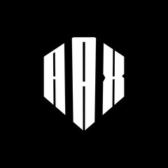 A bold white three-letter a black hexagonal monogram logo design