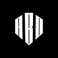 A bold white three-letter a black hexagonal monogram logo design