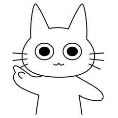 指差しポーズの白猫キャラクター｜案内や説明に使いやすいかわいい猫のベクターイラスト