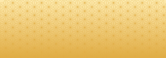 和風背景素材　金色の麻の葉模様　横長　グラデーション